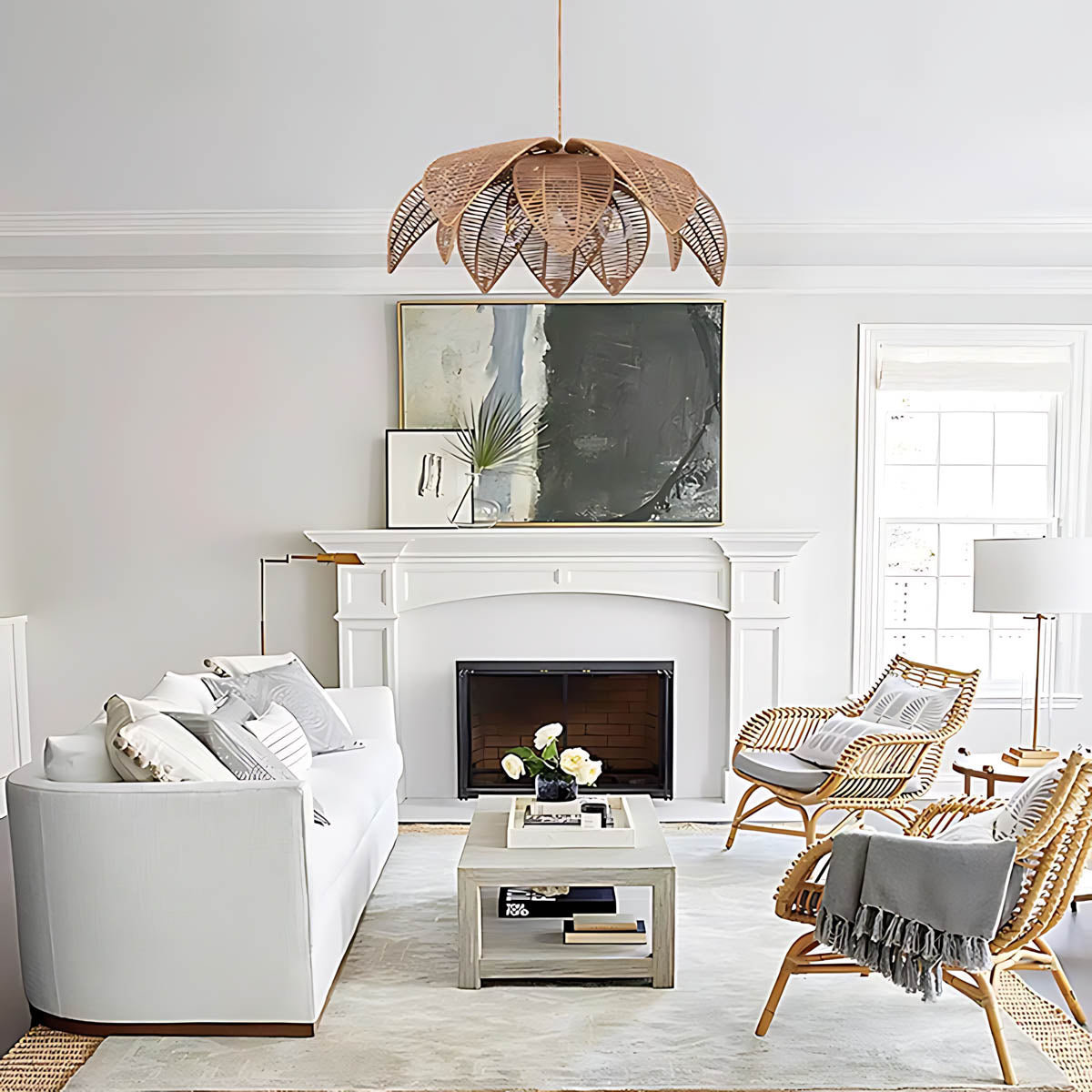 Laurelwood Vessel Rattan Petal Pendant Light — gallery image 4