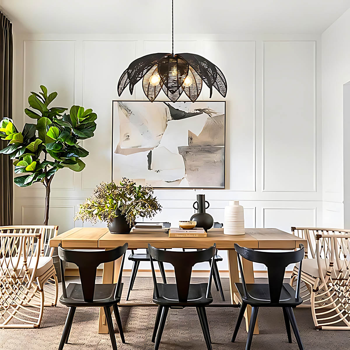 Laurelwood Vessel Rattan Petal Pendant Light — gallery image 9