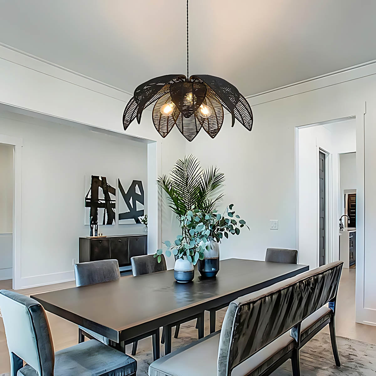 Laurelwood Vessel Rattan Petal Pendant Light — gallery image 7
