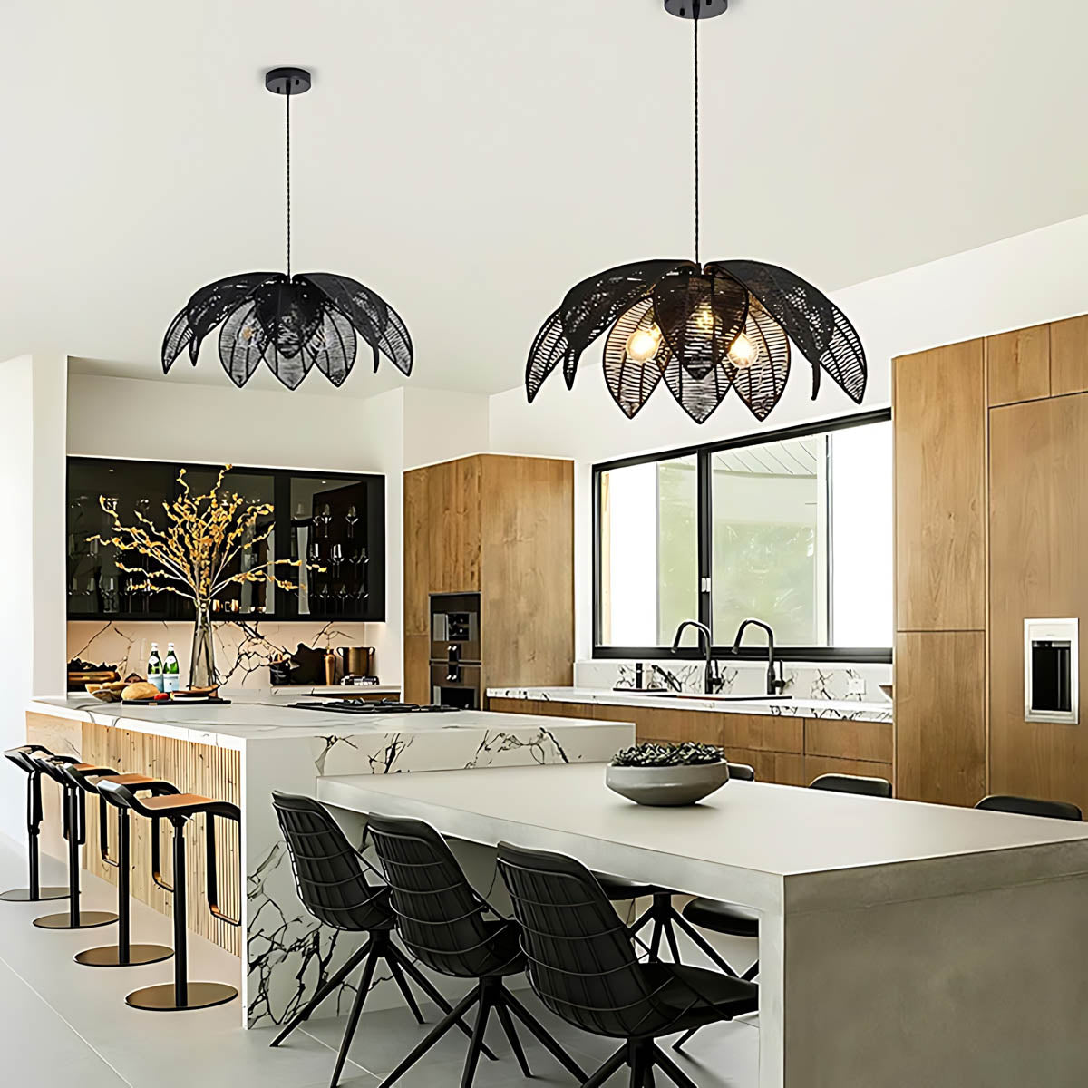 Laurelwood Vessel Rattan Petal Pendant Light — gallery image 5