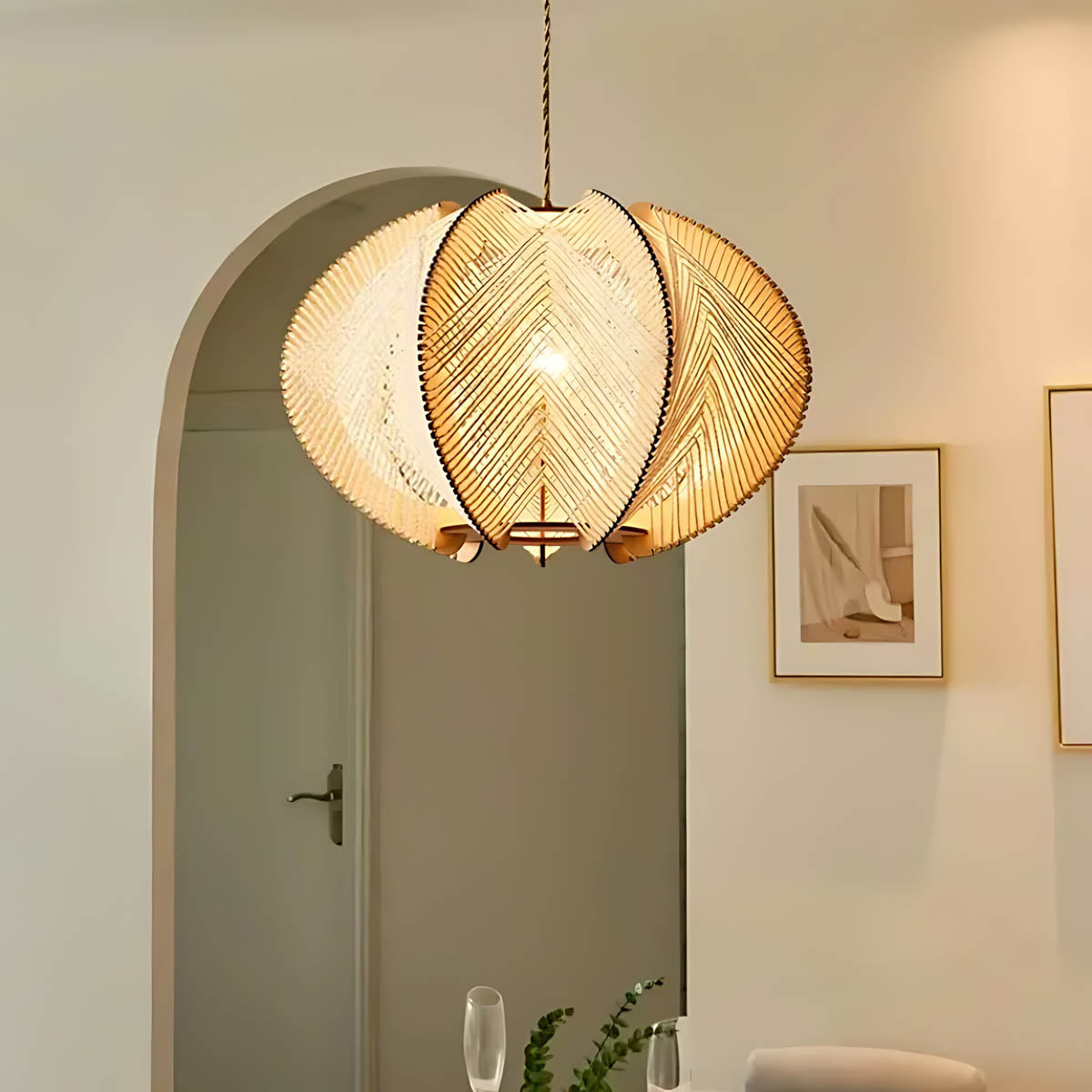 Redfern Vessel Wood Petal Pendant Light — gallery image 3