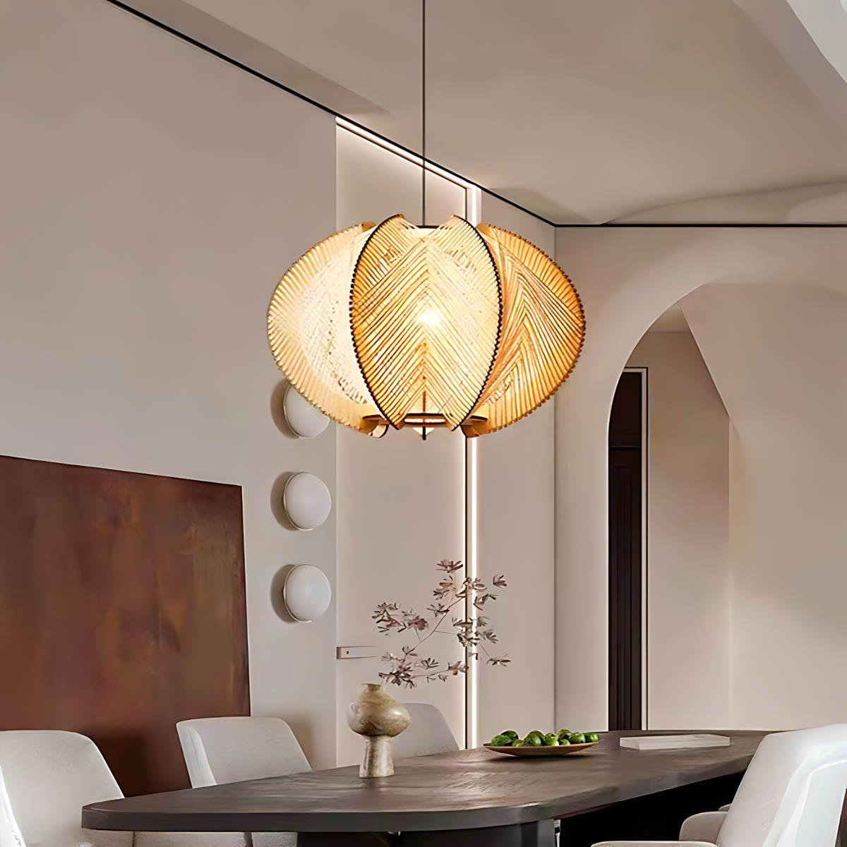 Redfern Vessel Wood Petal Pendant Light — gallery image 7