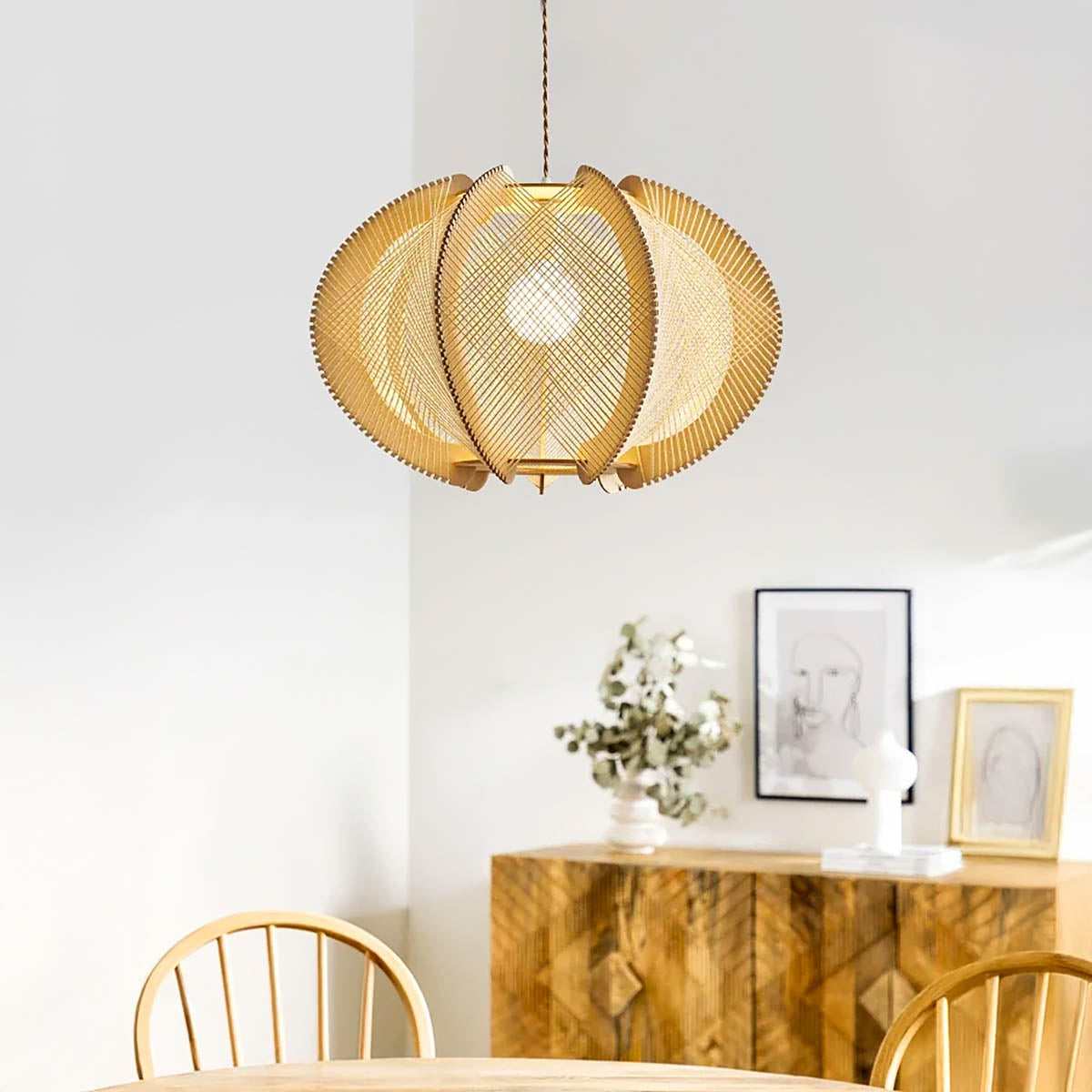 Redfern Vessel Wood Petal Pendant Light — gallery image 5