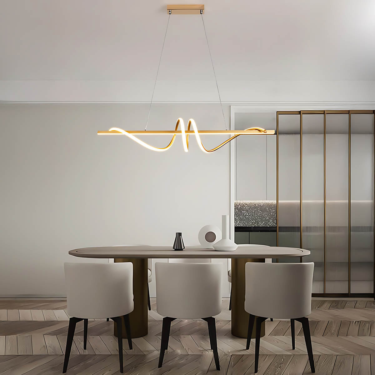 Cranford Vessel Aluminum Linear Chandelier — gallery image 8