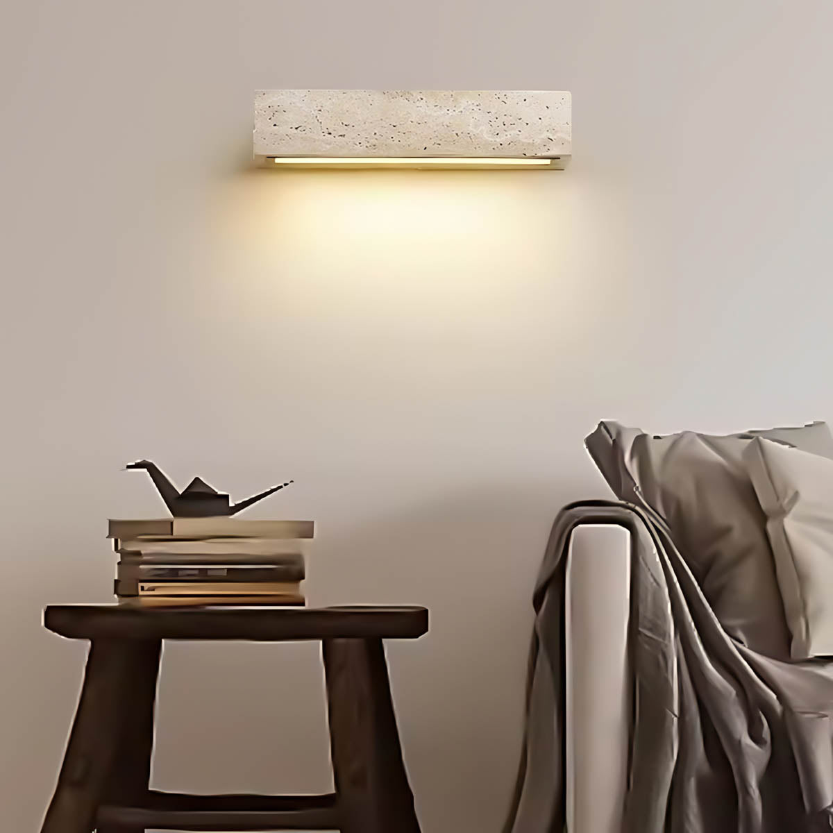 Foxglove Vessel Travertine Linear Outdoor Wall Light — gallery image 5