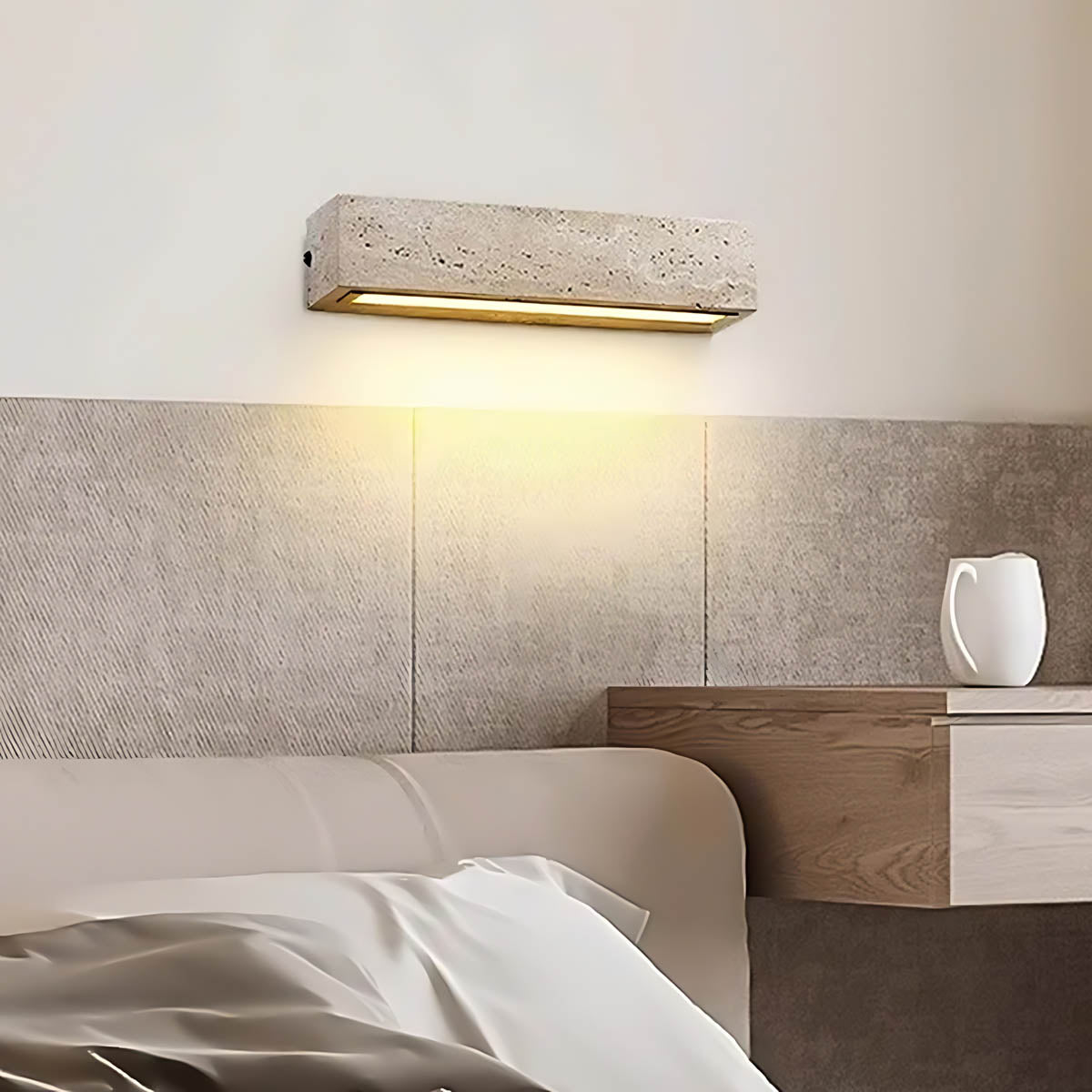 Foxglove Vessel Travertine Linear Outdoor Wall Light — gallery image 6