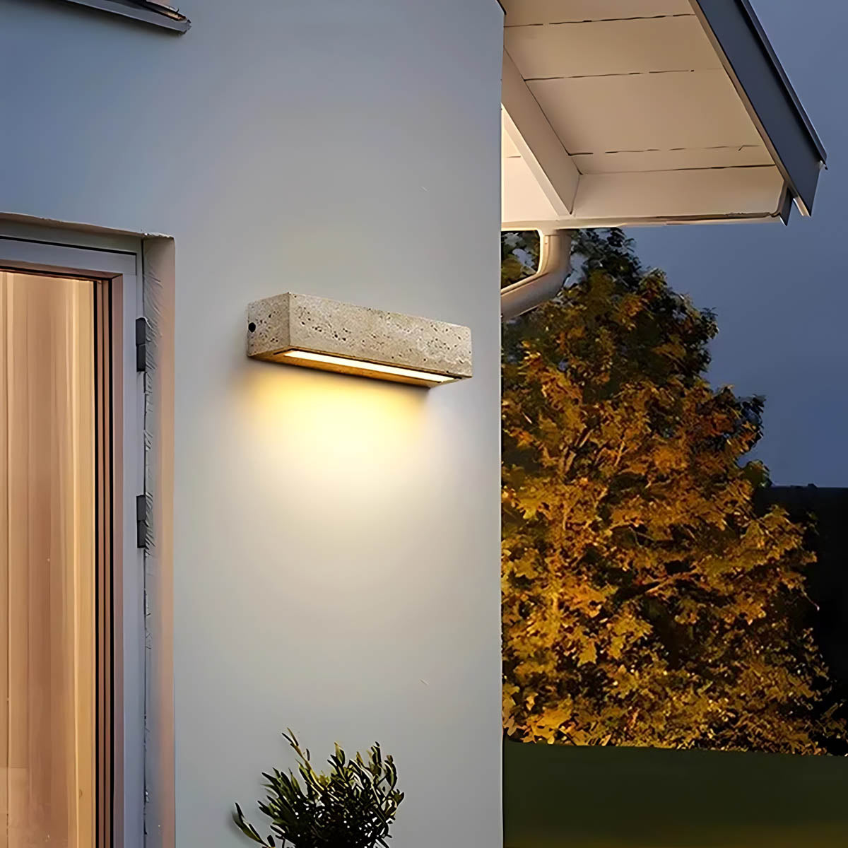 Foxglove Vessel Travertine Linear Outdoor Wall Light — gallery image 3