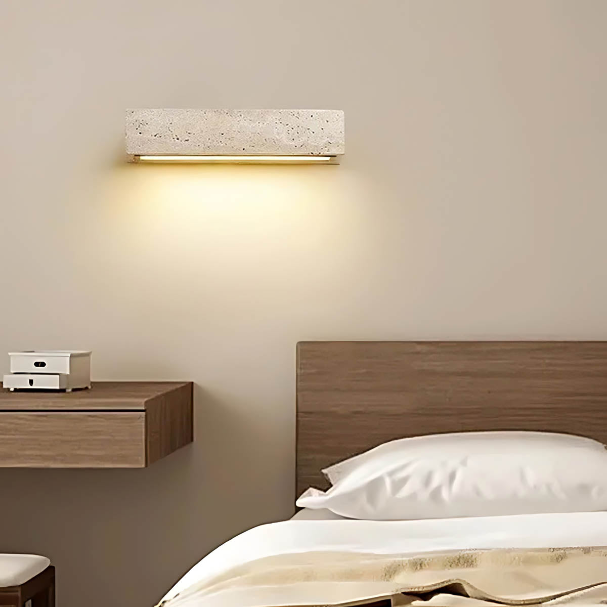 Foxglove Vessel Travertine Linear Outdoor Wall Light — gallery image 7