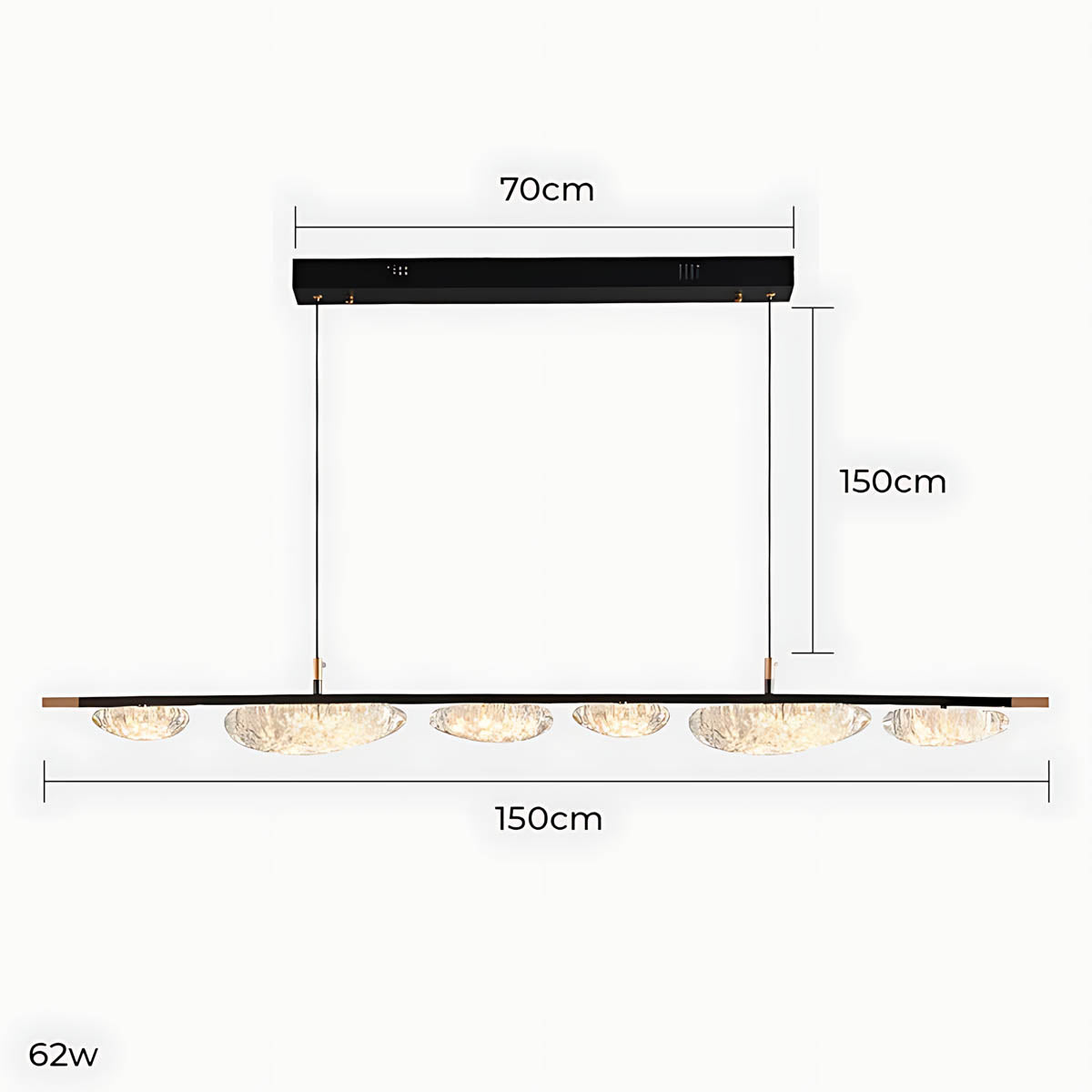 Hawthorn Span Acrylic Linear Chandelier — gallery image 14