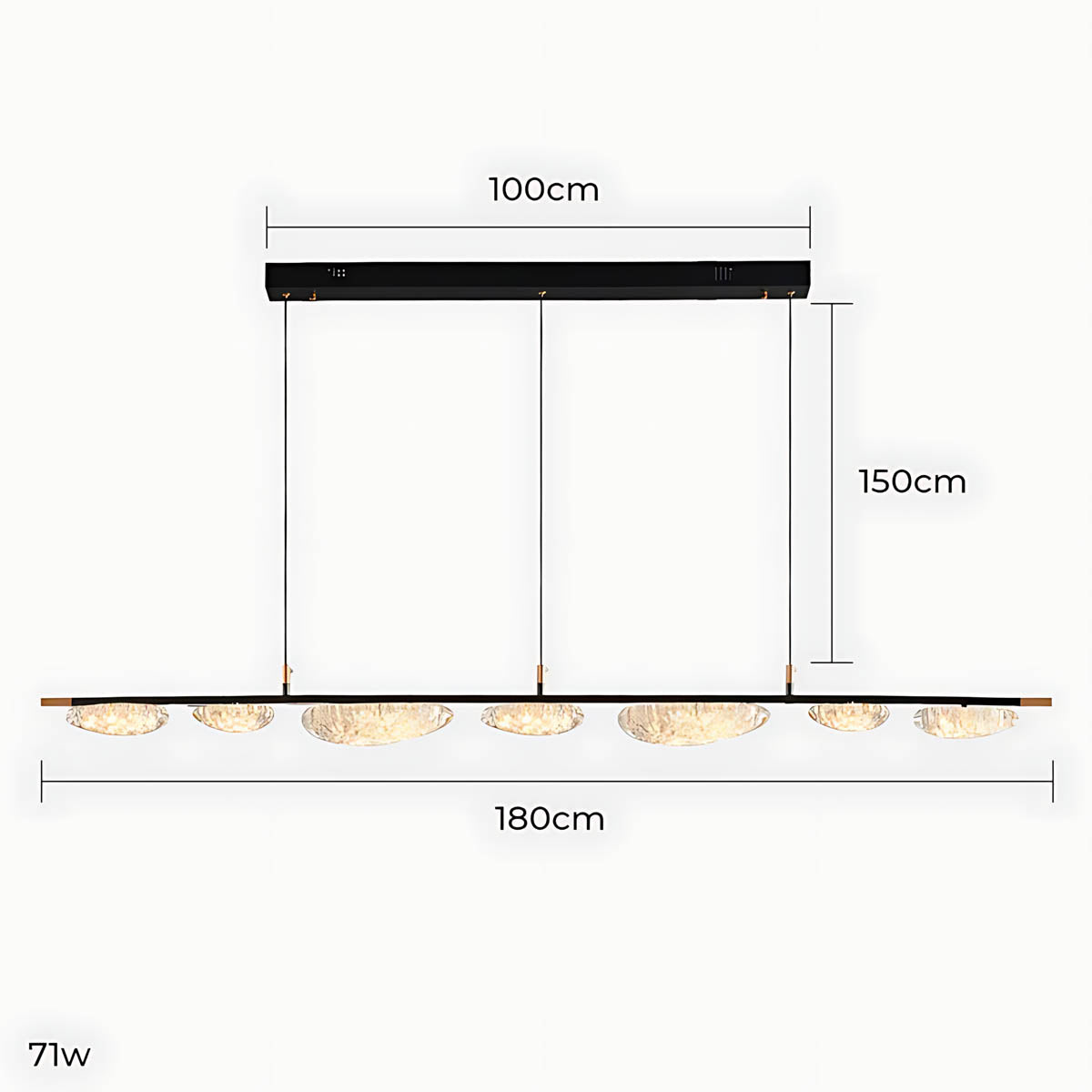 Hawthorn Span Acrylic Linear Chandelier — gallery image 16