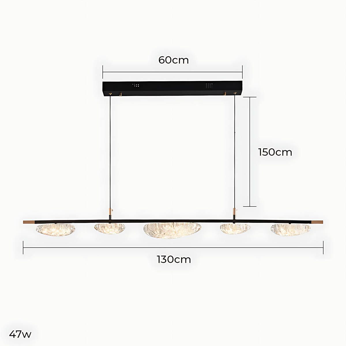 Hawthorn Span Acrylic Linear Chandelier — gallery image 17