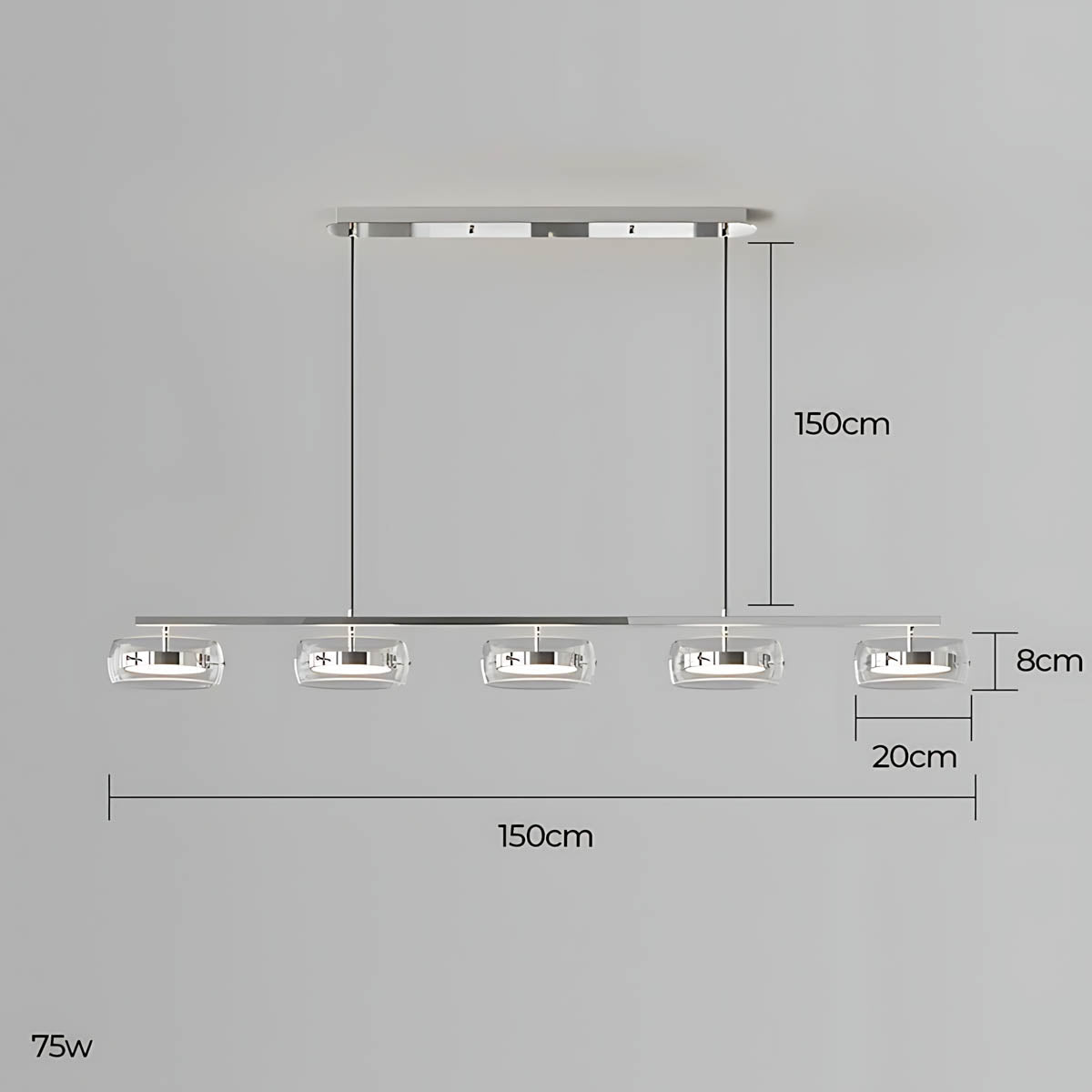 Wren Span Glass Linear Chandelier — gallery image 18