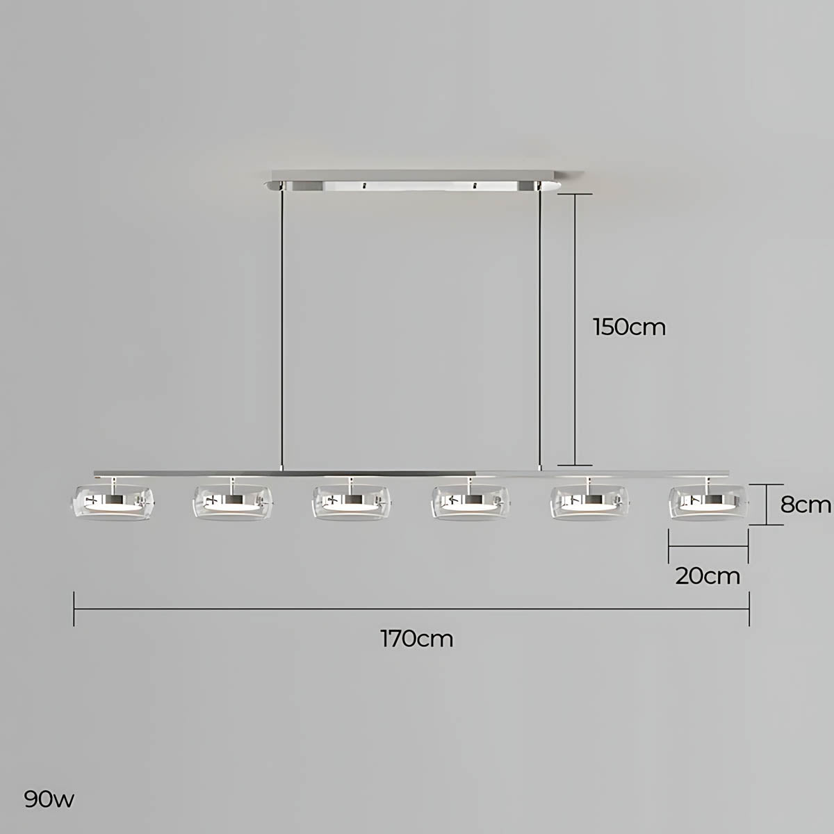 Wren Span Glass Linear Chandelier — gallery image 22