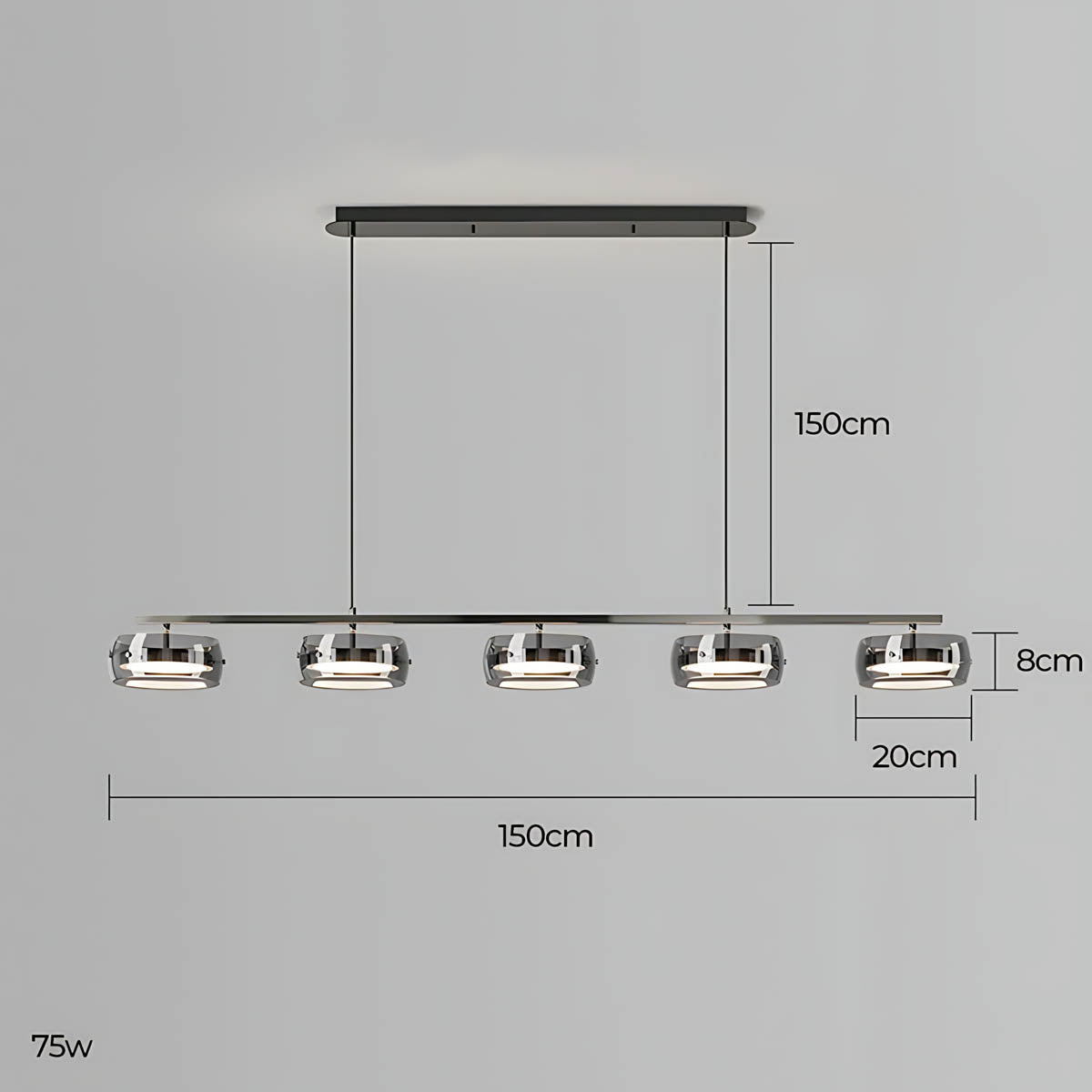 Wren Span Glass Linear Chandelier — gallery image 23