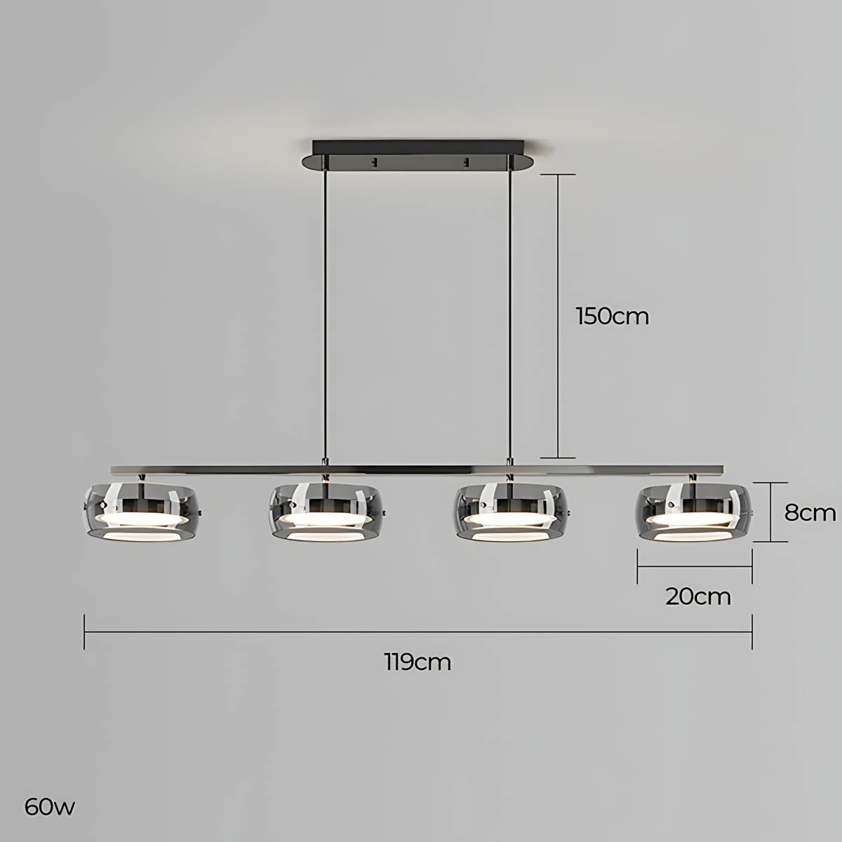 Wren Span Glass Linear Chandelier — gallery image 25