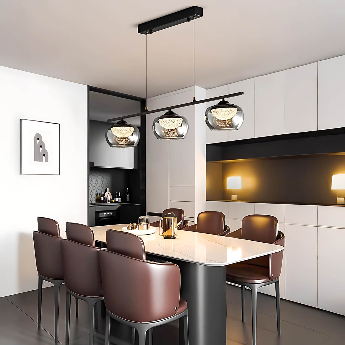 Tilden Span Glass Linear Chandelier — gallery image 6