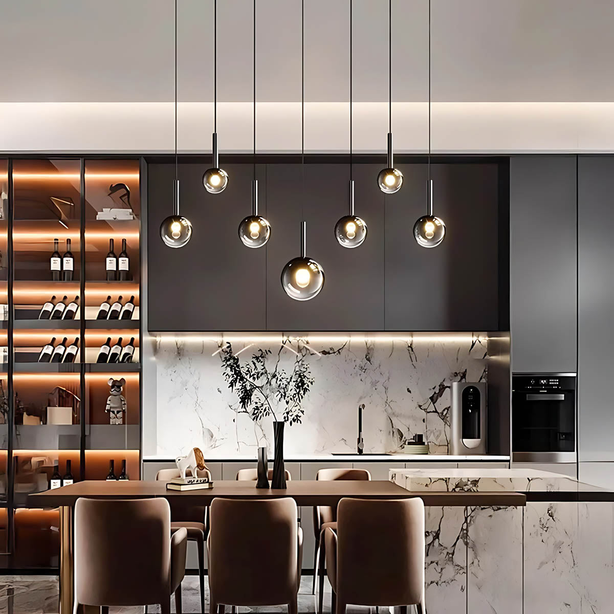 Reed Span Glass Linear Chandelier — gallery image 11