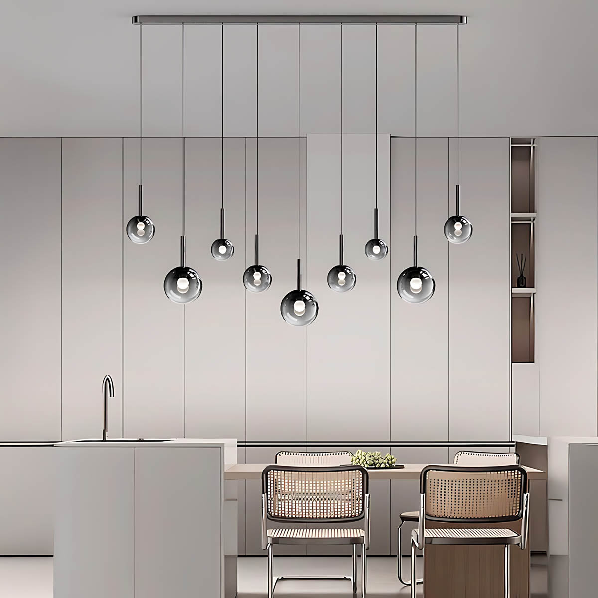 Reed Span Glass Linear Chandelier — gallery image 8