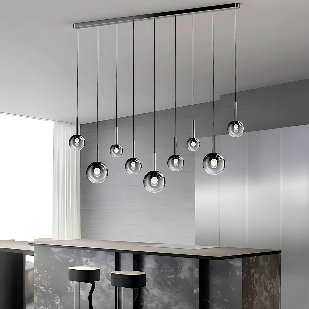 Reed Span Glass Linear Chandelier — gallery image 10