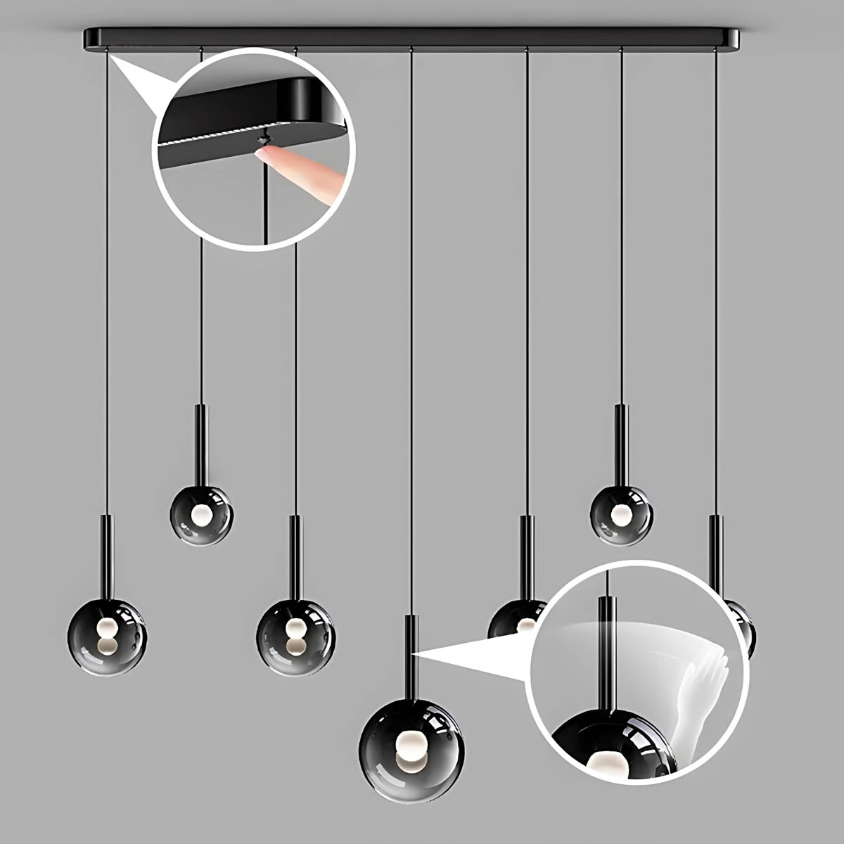 Reed Span Glass Linear Chandelier — gallery image 12