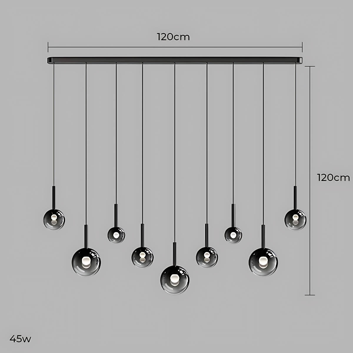 Reed Span Glass Linear Chandelier — gallery image 15