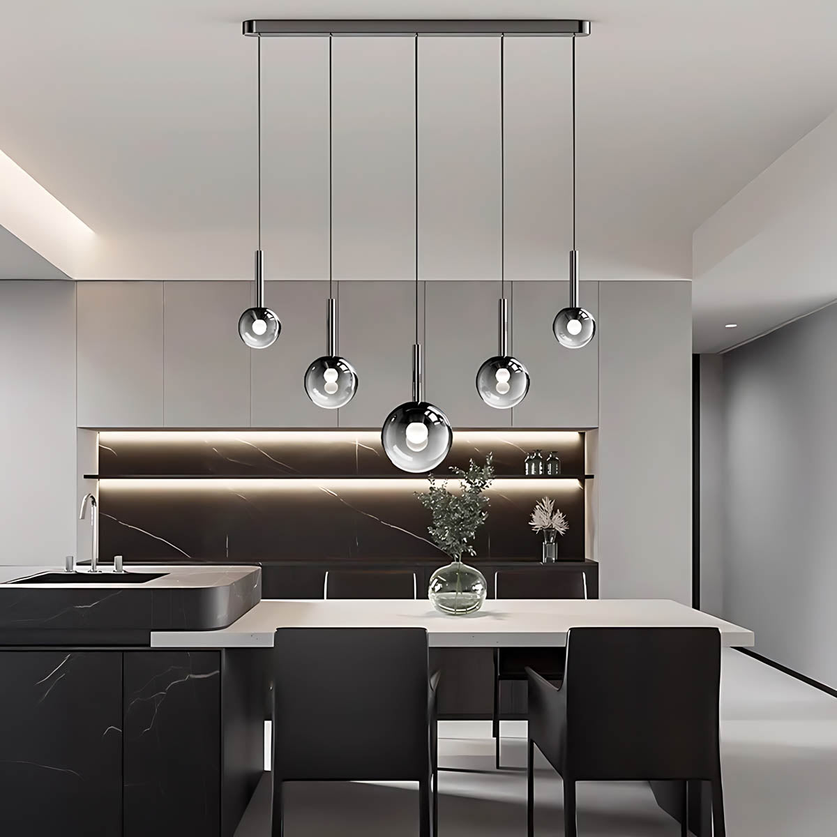 Reed Span Glass Linear Chandelier — gallery image 2