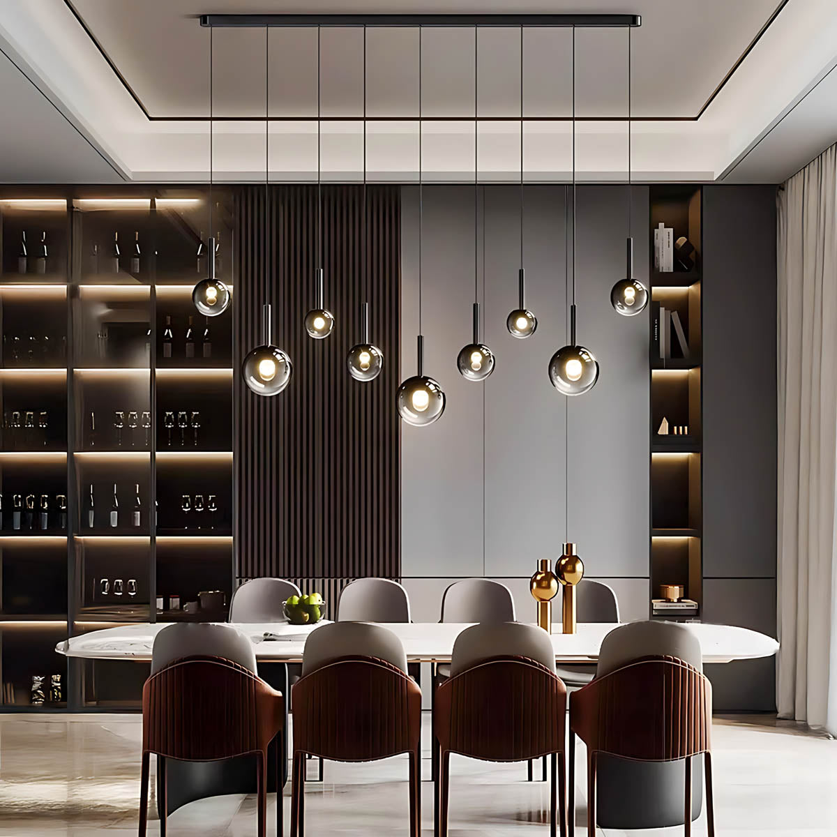 Reed Span Glass Linear Chandelier — gallery image 4