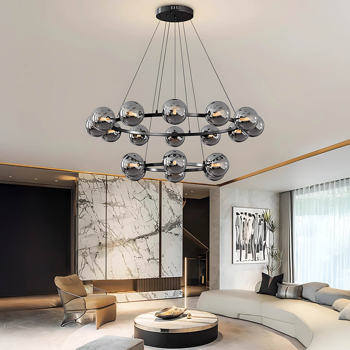 Thistle Span Glass Globe Chandelier — gallery image 6