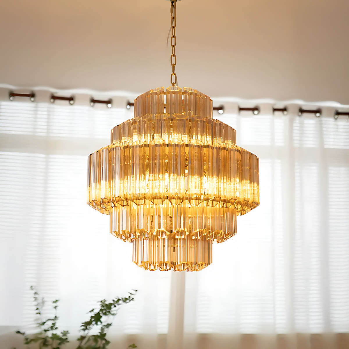 Chestnut Span Glass Linear Chandelier — gallery image 8