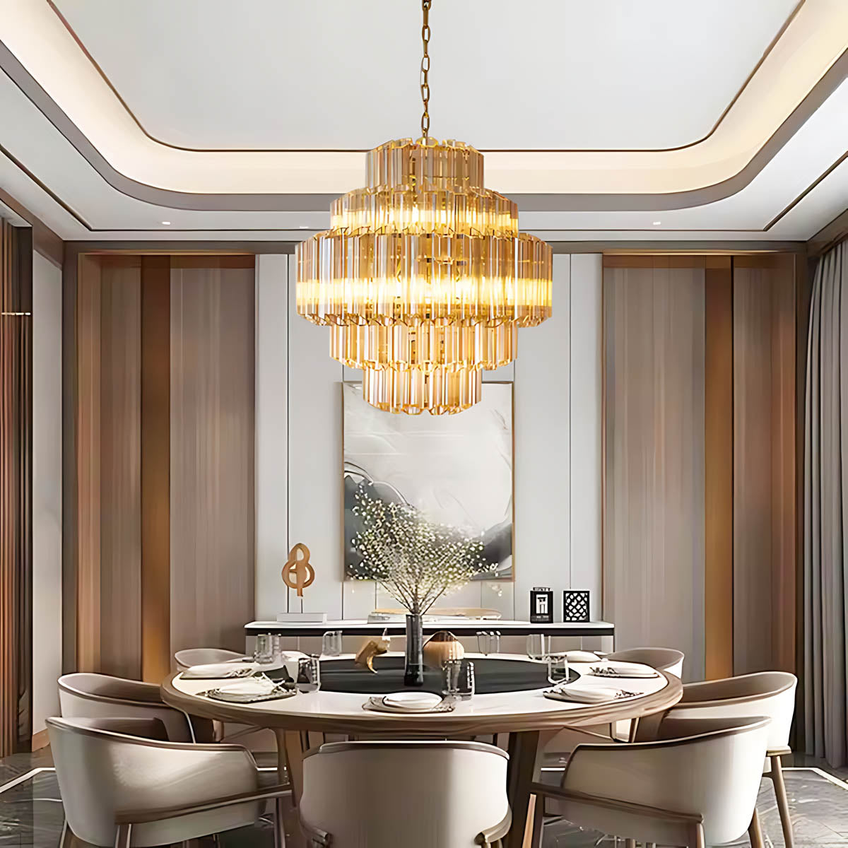 Chestnut Span Glass Linear Chandelier — gallery image 6