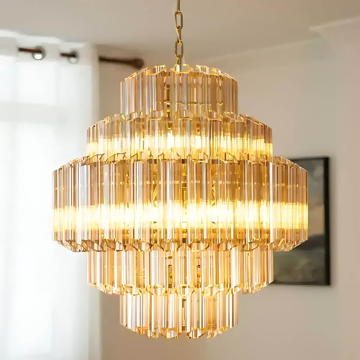 Chestnut Span Glass Linear Chandelier — gallery image 11