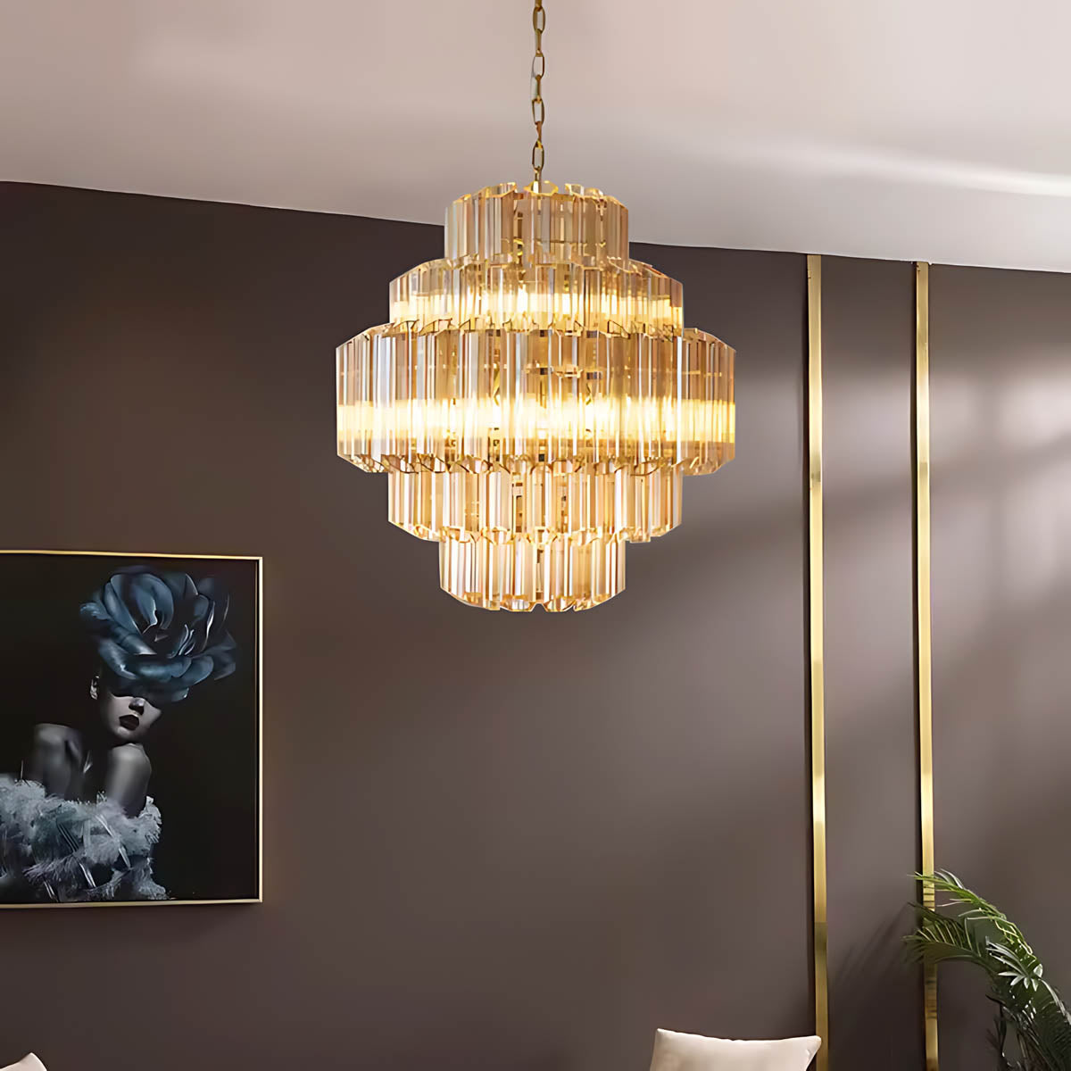 Chestnut Span Glass Linear Chandelier — gallery image 5