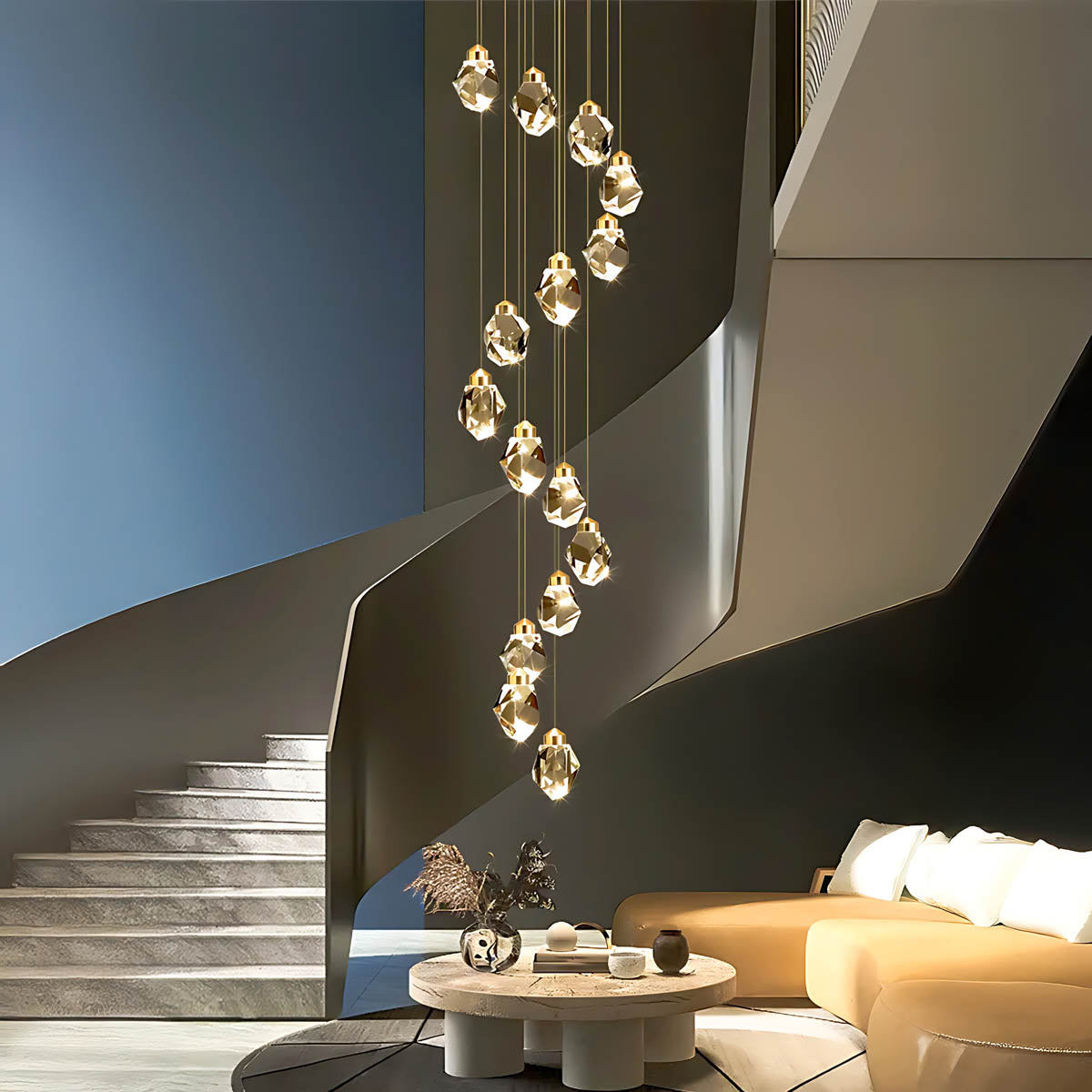Kingsley Span Glass Spiral Chandelier — gallery image 4