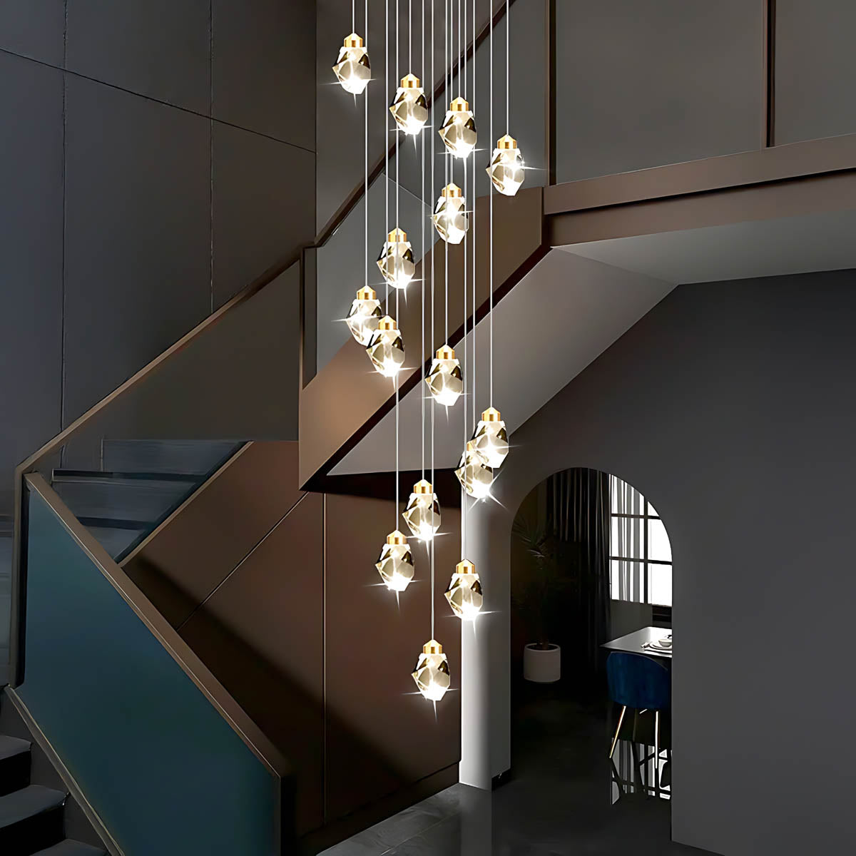 Kingsley Span Glass Spiral Chandelier — gallery image 3
