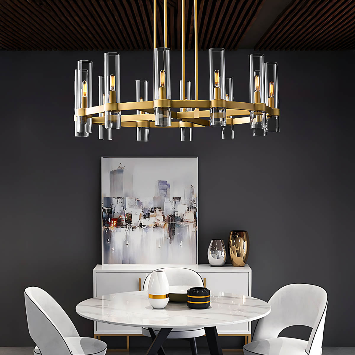 Westcott Span Glass Linear Chandelier — gallery image 3