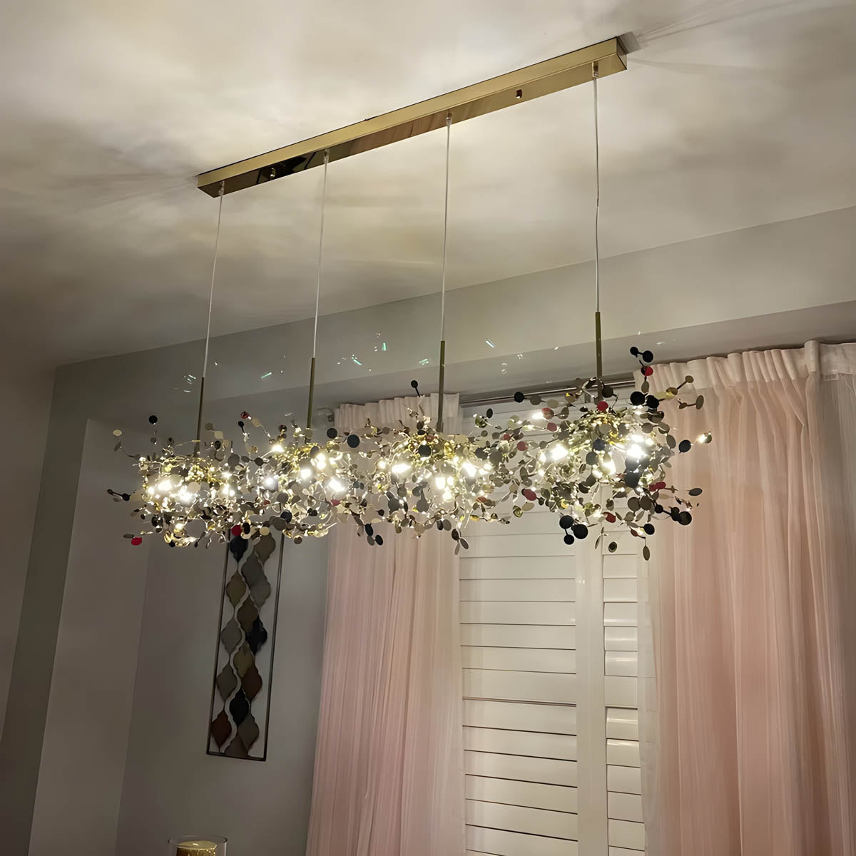 Acorn Drop Stainless Steel Linear Chandelier — Open Box — gallery image 2