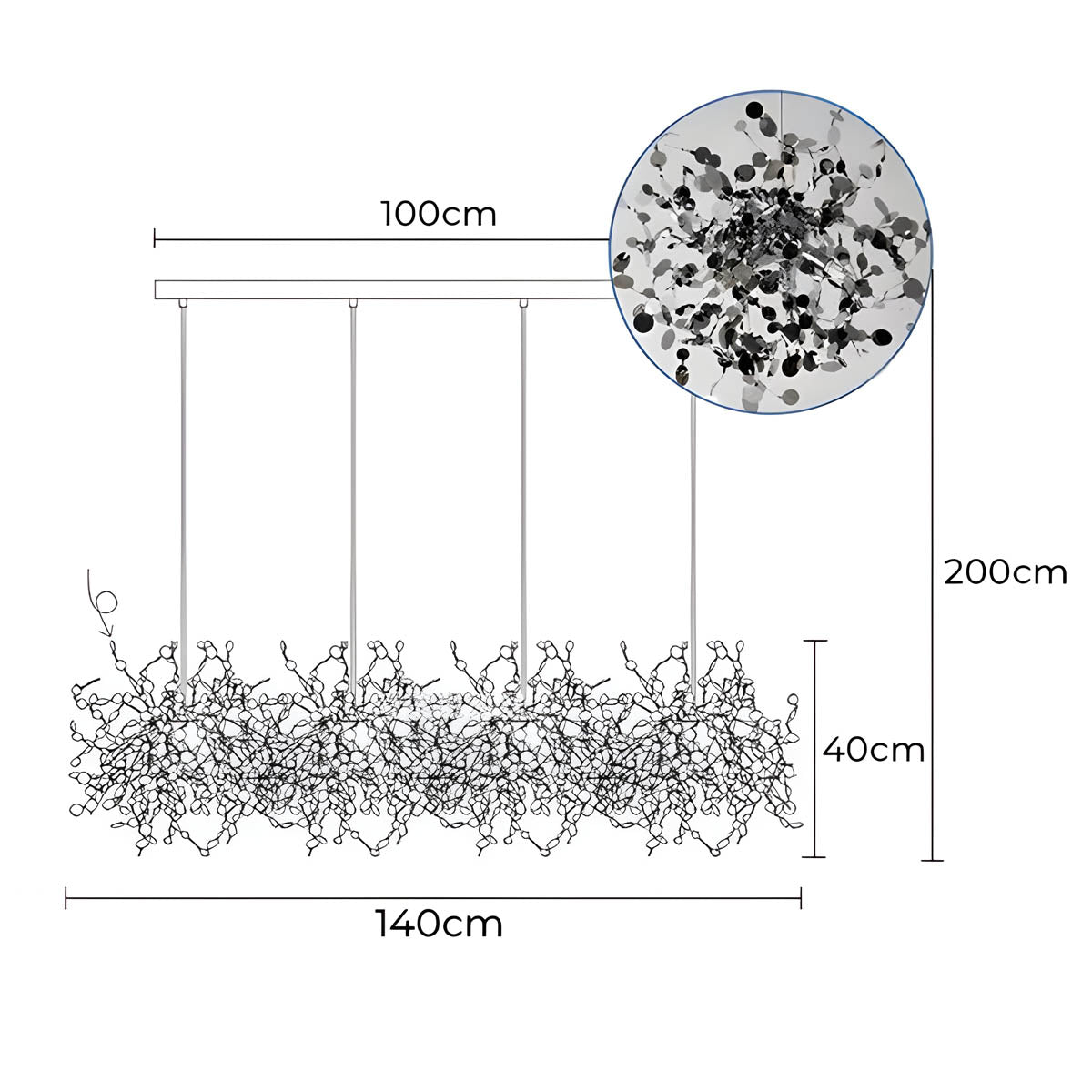 Acorn Drop Stainless Steel Linear Chandelier — Open Box — gallery image 3