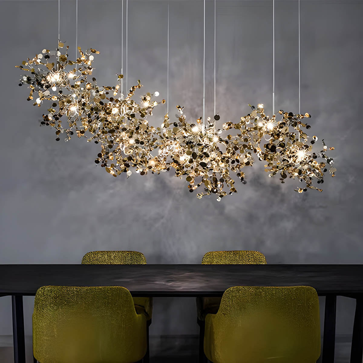 Acorn Drop Stainless Steel Linear Chandelier — Open Box — gallery image 1