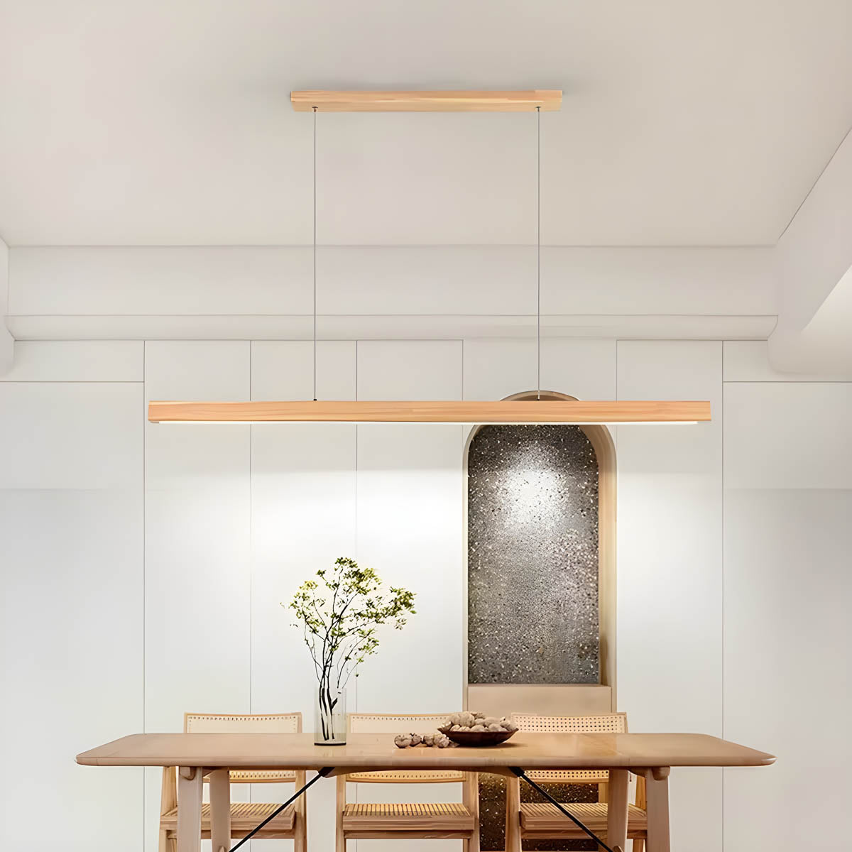 Hollis Beam Linear Wood LED Pendant Light — gallery image 4