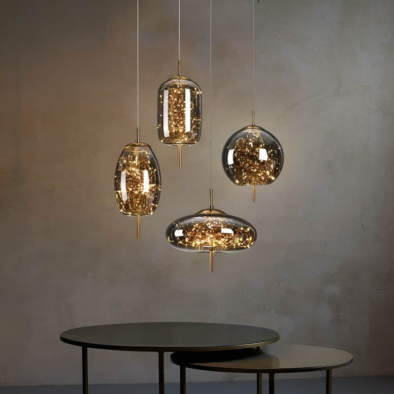 Cedar Ember Brown Glass LED Pendant Light — gallery image 3