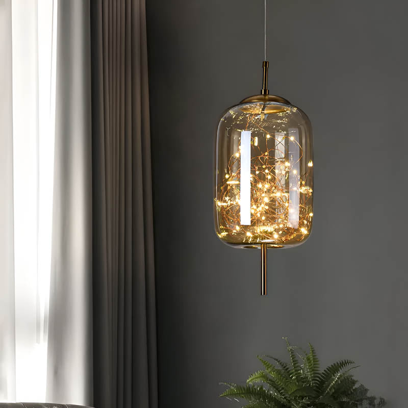 Cedar Ember Brown Glass LED Pendant Light — gallery image 4
