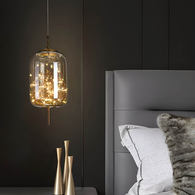 Cedar Ember Brown Glass LED Pendant Light — gallery image 5