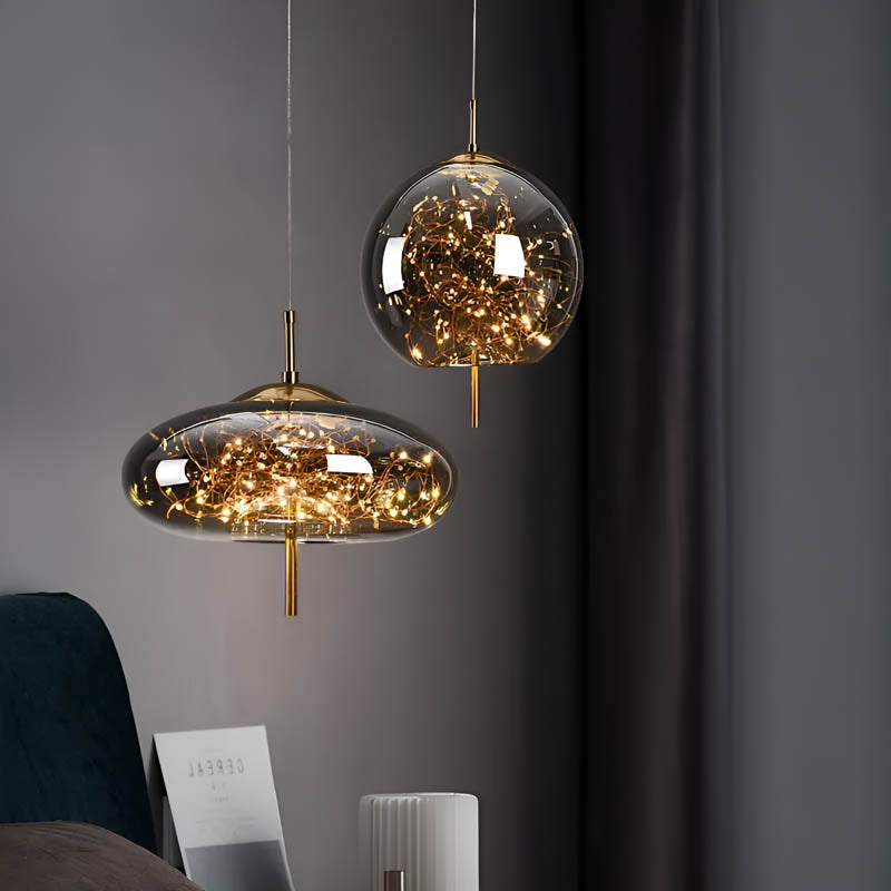 Cedar Ember Brown Glass LED Pendant Light — gallery image 2