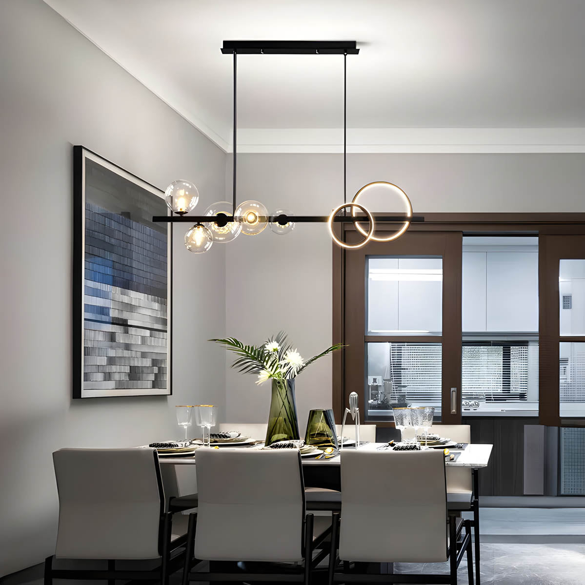 Hollis Curve Sculptural Glass Chandelier — gallery image 7