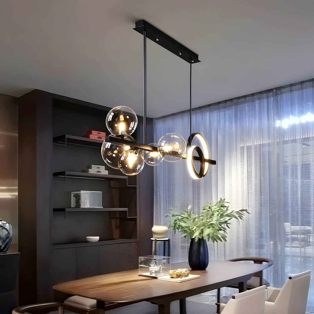 Hollis Curve Sculptural Glass Chandelier — gallery image 4
