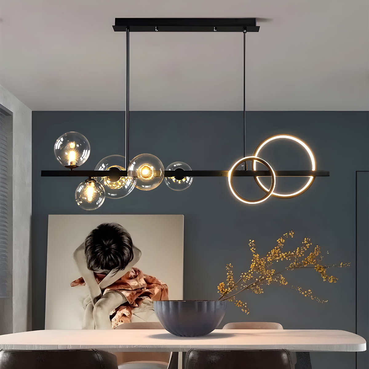 Hollis Curve Sculptural Glass Chandelier — gallery image 2
