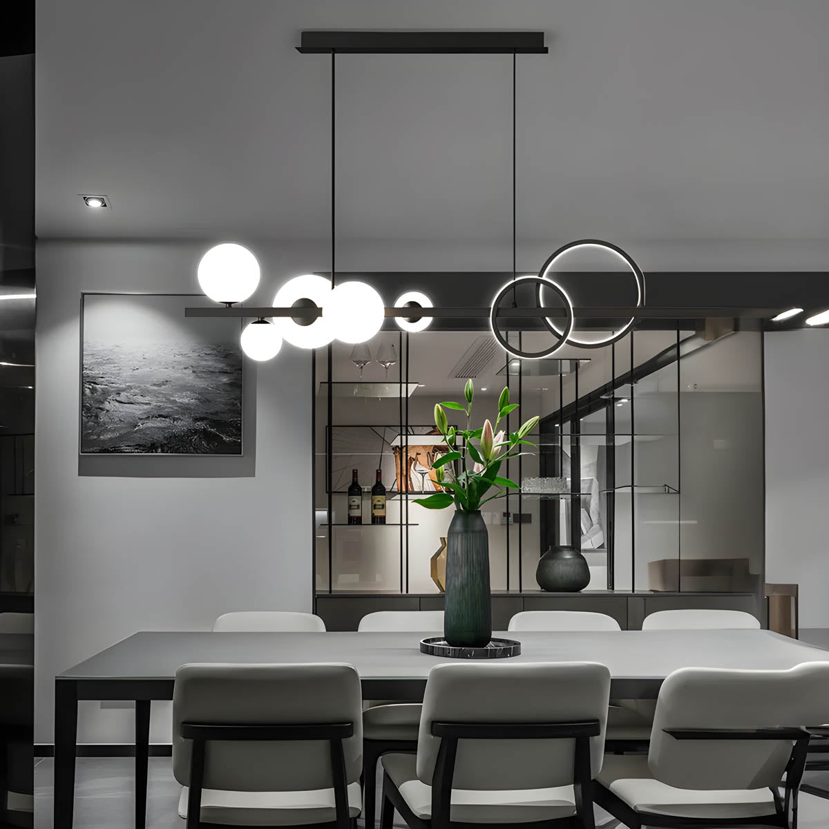 Hollis Curve Sculptural Glass Chandelier — gallery image 8