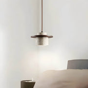 Linden Quarry Travertine Wood Pendant Light — gallery image 7