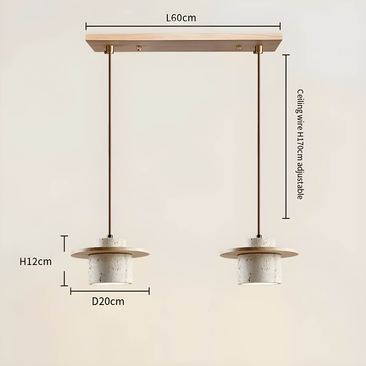 Linden Quarry Travertine Wood Pendant Light — gallery image 16