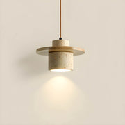 Linden Quarry Travertine Wood Pendant Light — gallery image 12